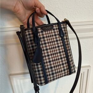 Tory Burch Mini Perry Plaid North/South Tote